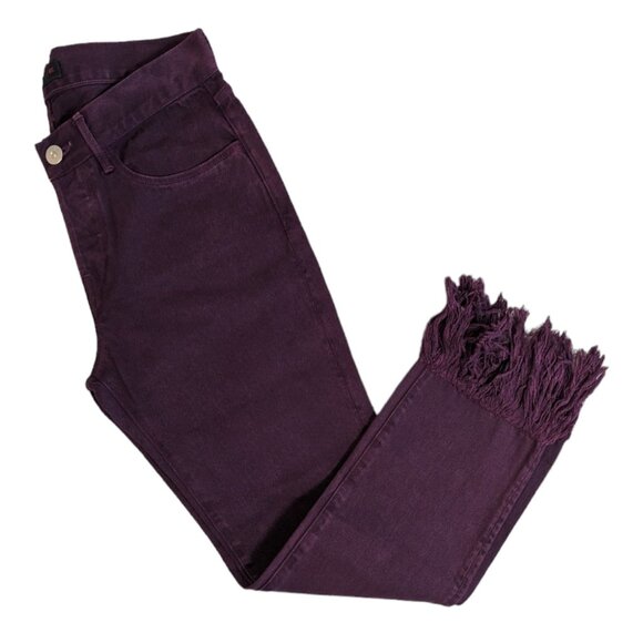 3x1 NYC Mamba Burgundy Red Denim Straight Leg Crop Jeans - Picture 3 of 5